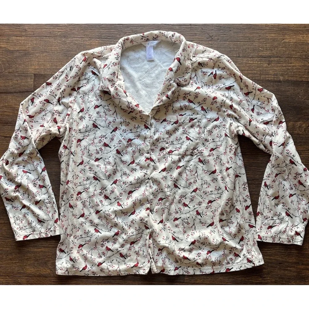 Women's Adonna Shirt Sleepwear Multicolor Cardinal 2XL Red Bird Elegant Classic